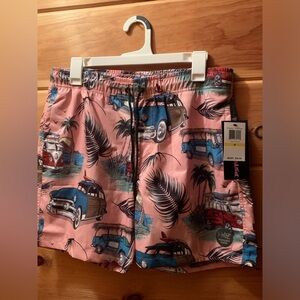 Psycho Tuna Board Shorts Mens Med. Swim Trunks Cars Camper Surf Island Beach